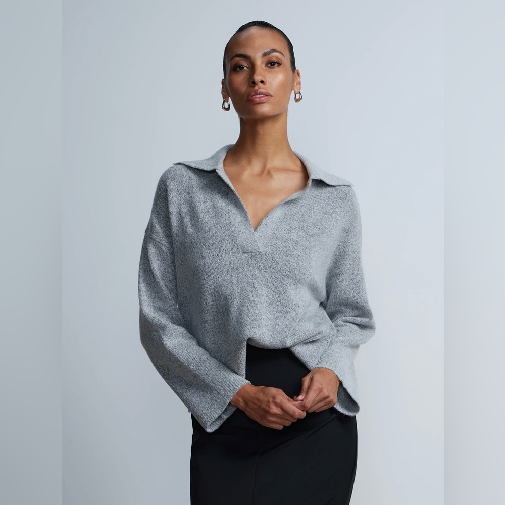 🛍️NEW New York & Company XL Gray Collard Sweater